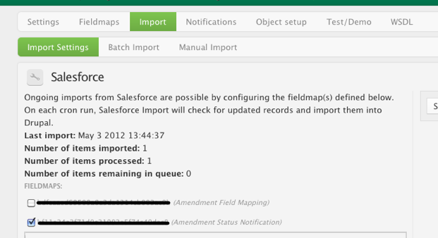 sf_notifications settings - cron and fieldmap
